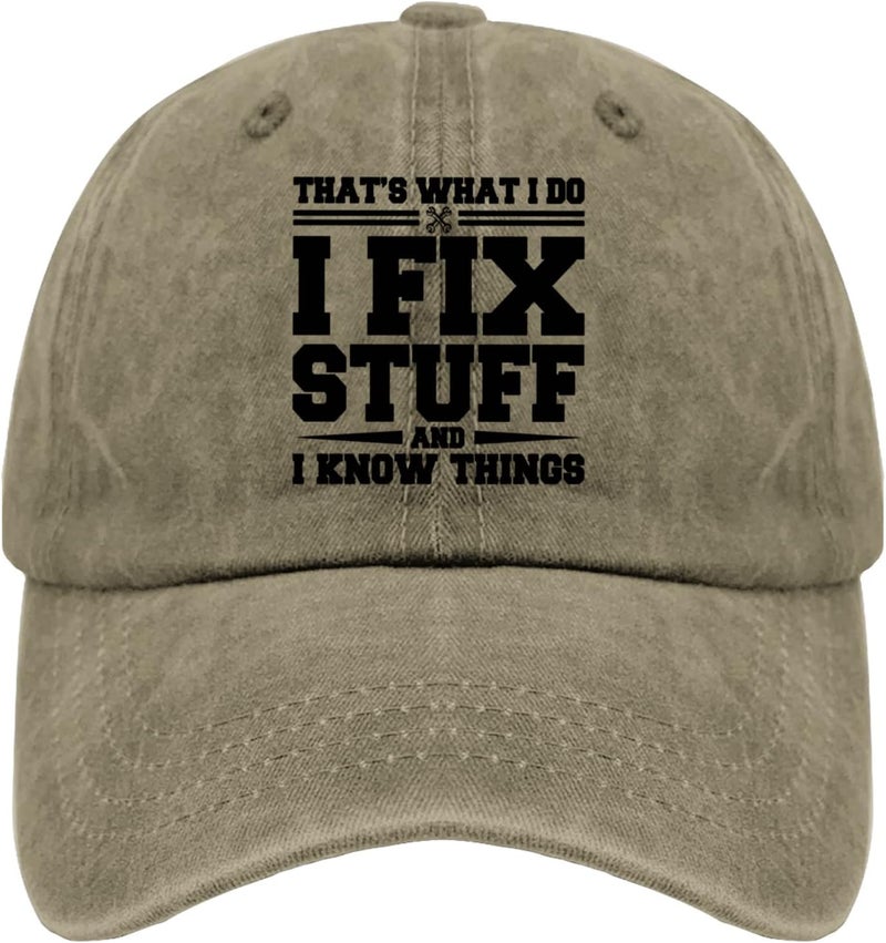 ACEMIRE That's What I Do I Fix Stuff and I Know Things Dad Hats for Men Graphic Baseball Cap Adjustable - Image 1